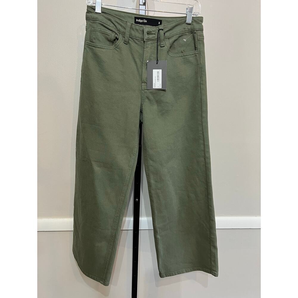 Indigo Six Evergreen Cropped Wide Leg Jeans High Rise Size 2 NWT